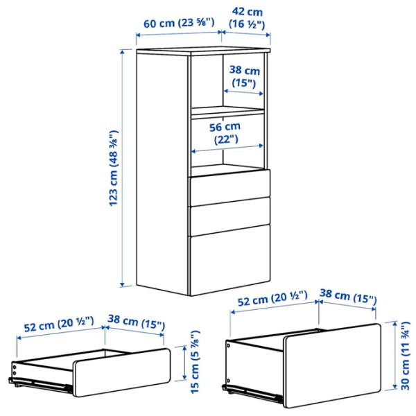 Комод Ikea Smastad/Platsa 123 x 60 x 42см / МДФ / Белый-Голубой photo 4
