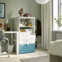 Comodă Ikea Smastad/Platsa 123 x 60 x 57 / MDF / Alb-Albastru deschis photo 2
