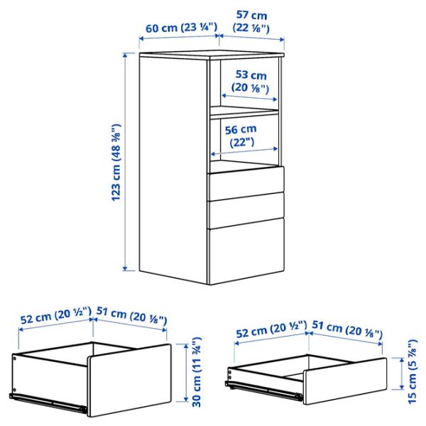 Комод Ikea Smastad/Platsa 123 x 60 x 57см / МДФ / Белый-Голубой photo 3