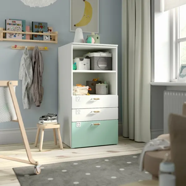 Comodă Ikea Smastad/Platsa 123 x 60 x 57 / MDF / Alb-Verde deschis photo 2