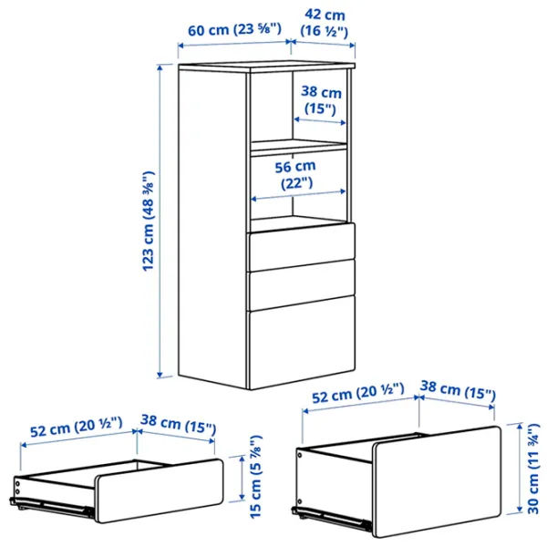 Комод Ikea Smastad/Platsa 123 x 60 x 42см / МДФ / Белый-Фиолетовый photo 3