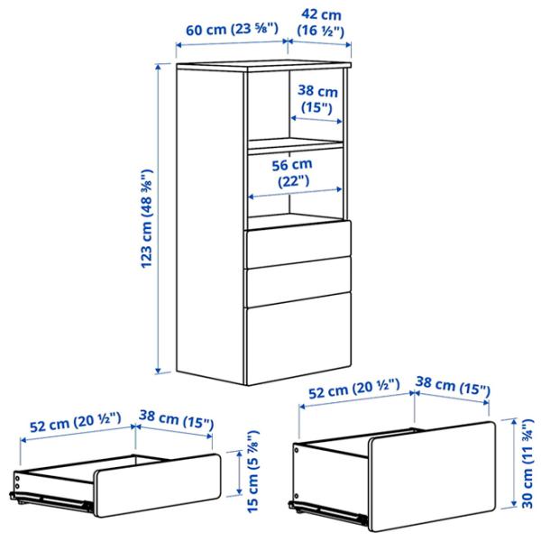 Комод Ikea Smastad/Platsa 123 x 60 x 42см / МДФ / Белый-Фиолетовый photo 3
