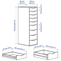 Comodă Ikea Alex 116 x 36 x 48 / MDF / Stejar photo 4