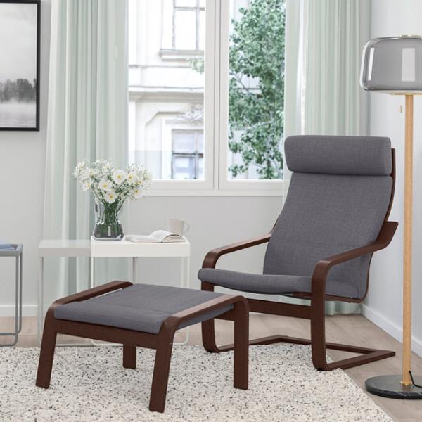 Fotoliu moale Ikea Poang Dark Gray / Stofă  photo 3