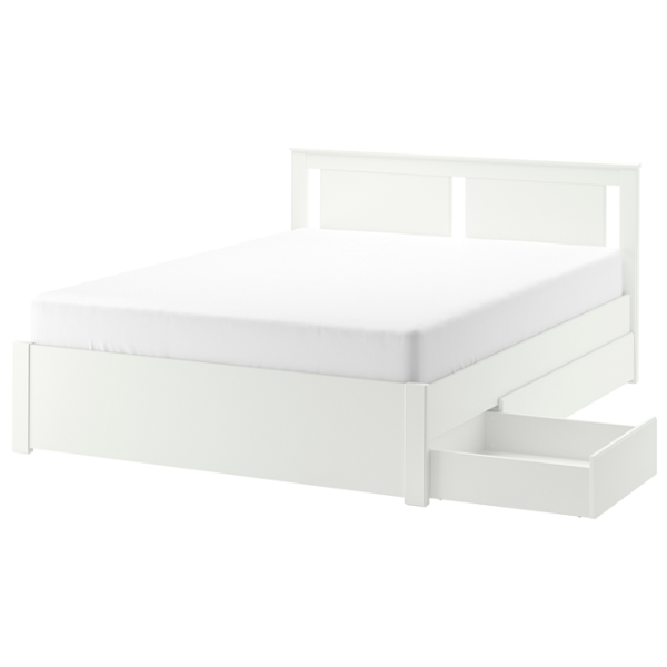 Кровать Ikea Songesand 2 160 x 200 см / Шпон / Белый photo 1