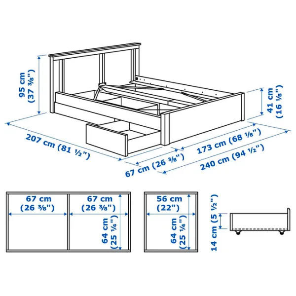 Кровать Ikea Songesand 2 160 x 200 см / Шпон / Белый photo 6