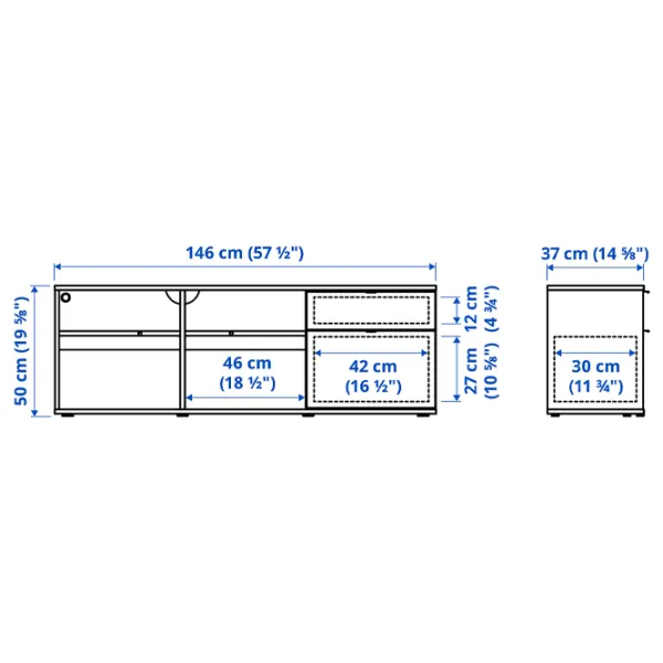 Тумба под телевизор Ikea Vihals 50 x 146 x 37см / ДСП photo 2 Тумба под телевизор Ikea Vihals 50 x 146 x 37см / ДСП photo 2