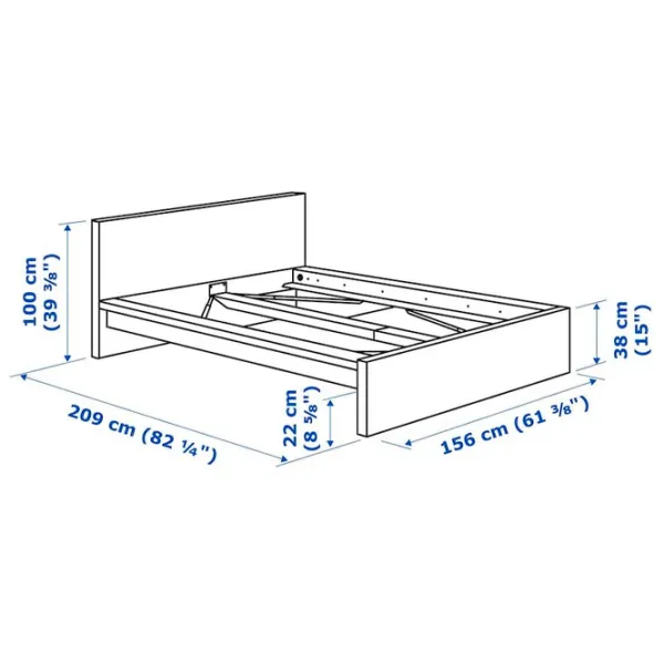 Кровать Ikea Malm/Valevag 140 x 200 см / Массив / Белый photo 9