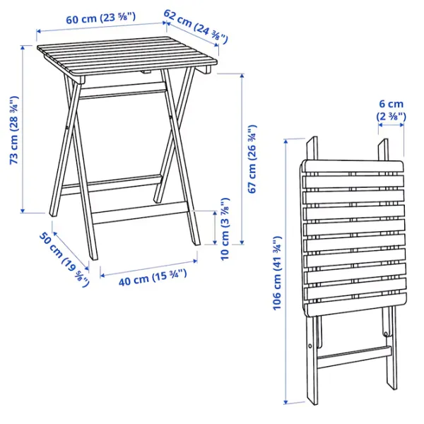 Set mobilă grădină Ikea Askholmen 2 Lemn / Lemn / Lemn / Dark Brown photo 2