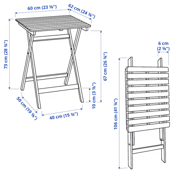 Set mobilă grădină Ikea Askholmen 2 Lemn / Lemn / Lemn / Dark Brown photo 2