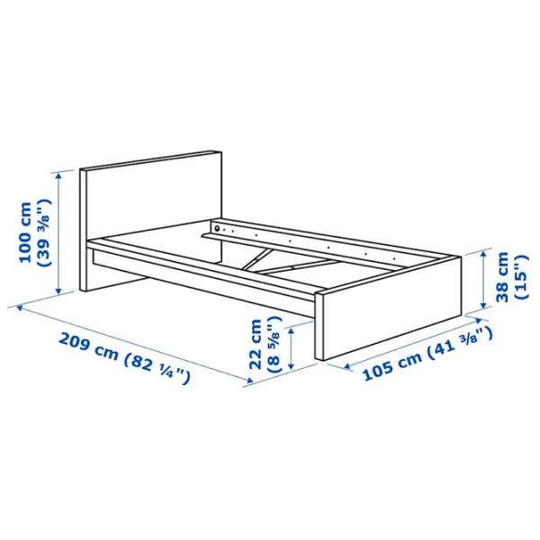 Кровать Ikea Malm/Luroy 90 x 200 см / Шпон / Черный photo 7