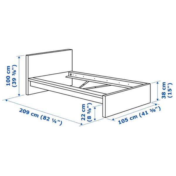 Кровать Ikea Malm/Luroy 90 x 200 см / Шпон / Черный photo 7