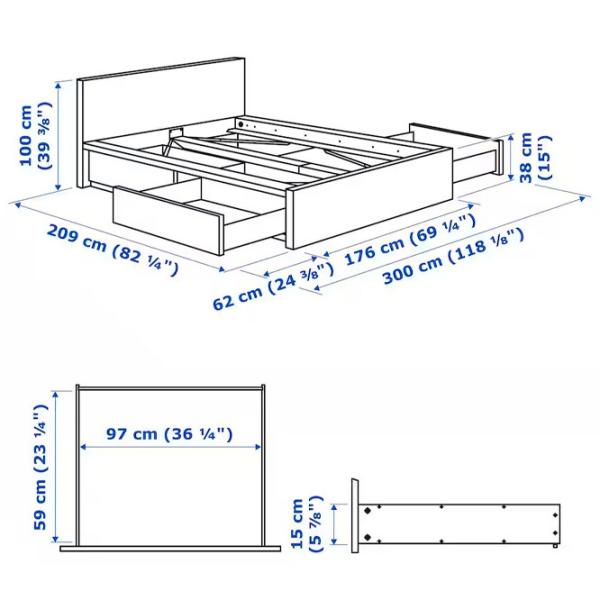 Pat Ikea Malm/Luroy 4 160 x 200 cm / Furnir / Black photo 8