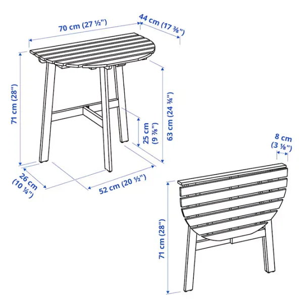 Set mobilă grădină Ikea Askholmen/Froson/Duvholmen 1 Lemn / Lemn / Lemn / Dark Brown photo 9