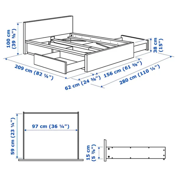 Кровать Ikea Malm/Luroy 4 140 x 200 см / Шпон / Wood photo 7
