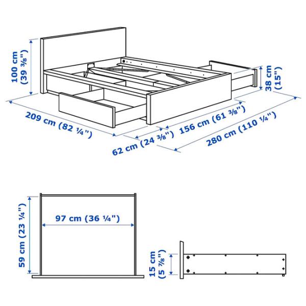 Кровать Ikea Malm/Luroy 4 140 x 200 см / Шпон / Wood photo 7