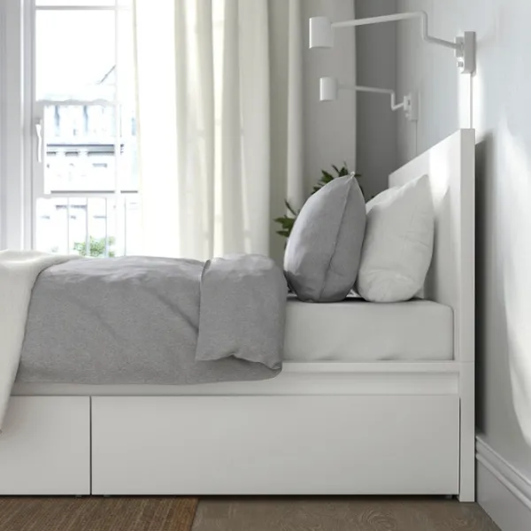 Кровать Ikea Malm/Lindbaden 4 140 x 200 см / Массив / Белый photo 4 Кровать Ikea Malm/Lindbaden 4 140 x 200 см / Массив / Белый photo 4