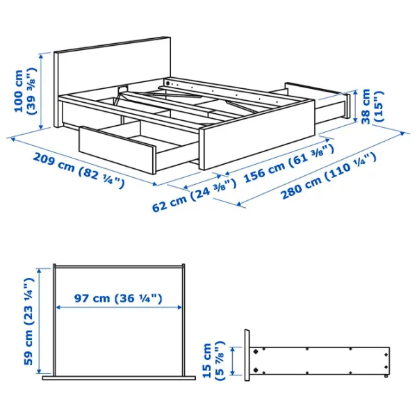 Кровать Ikea Malm/Lindbaden 4 140 x 200 см / Массив / Белый photo 9 Кровать Ikea Malm/Lindbaden 4 140 x 200 см / Массив / Белый photo 9
