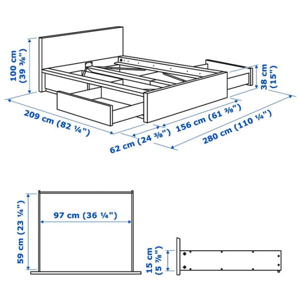 Кровать Ikea Malm/Lindbaden 4 140 x 200 см / Массив / Белый photo 9 Кровать Ikea Malm/Lindbaden 4 140 x 200 см / Массив / Белый photo 9
