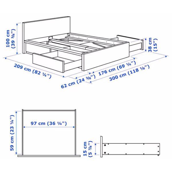Кровать Ikea Malm/Lindbaden 4 160 x 200 см / Массив / Синий photo 10