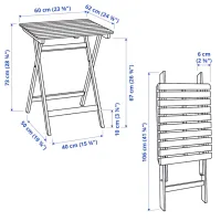Набор садовой мебели Ikea Askholmen/Klosan 2 Дерево / Дерево / Дерево / Тёмно-коричневый photo 5