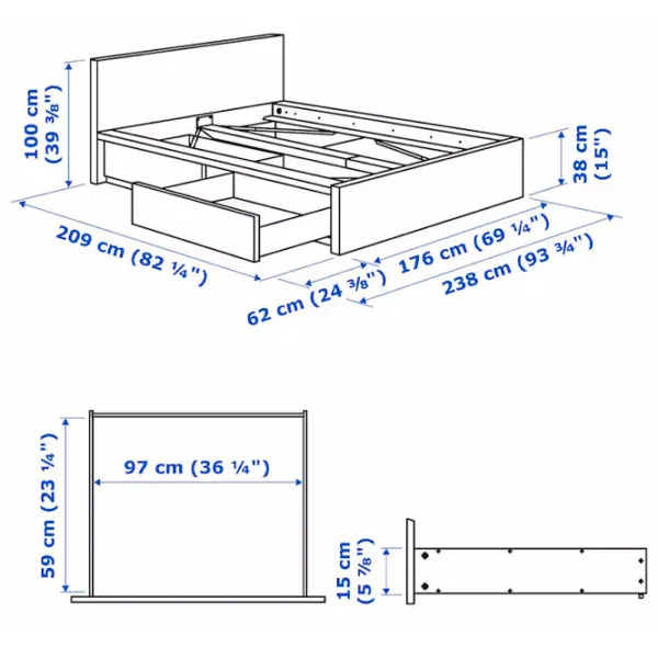 Pat Ikea Malm/Lindbaden 2 160 x 200 cm / Masiv / Blue photo 9