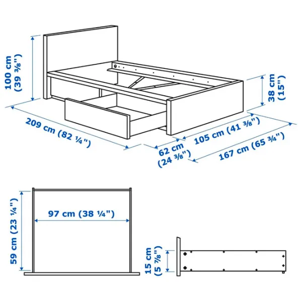Pat Ikea Malm 2 90 x 200 cm / Furnir / Black photo 6