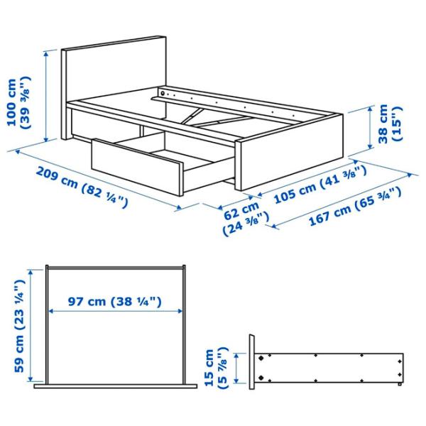 Pat Ikea Malm 2 90 x 200 cm / Furnir / Black photo 6