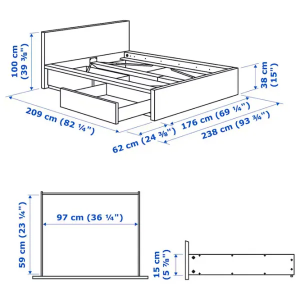 Кровать Ikea Malm 2 160 x 200 см / Шпон / Белый photo 7
