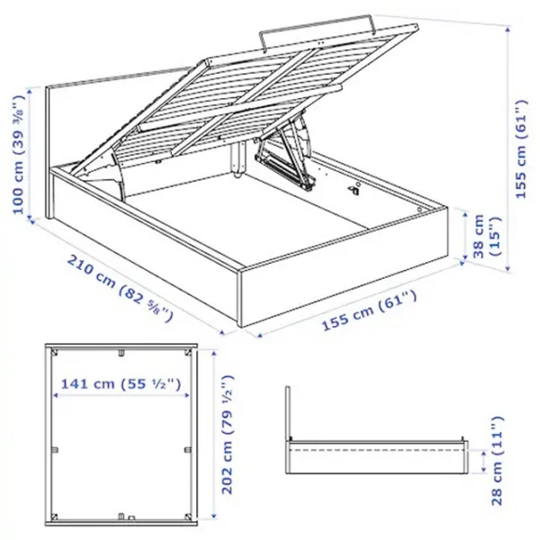 Кровать Ikea Malm 140 x 200 см / Массив / Черный photo 7
