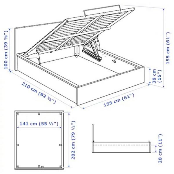 Кровать Ikea Malm 140 x 200 см / Массив / Черный photo 7