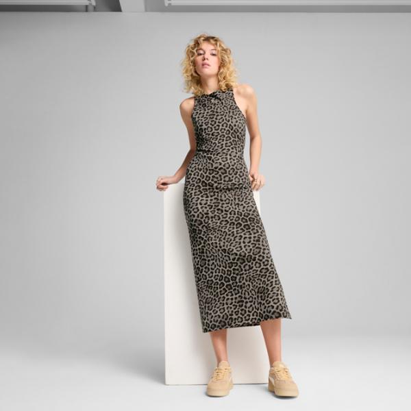 Платье для женщин Puma Wardrobe Ess Leo Luxe Slim All-Over Print  XS / Black Gray photo 5