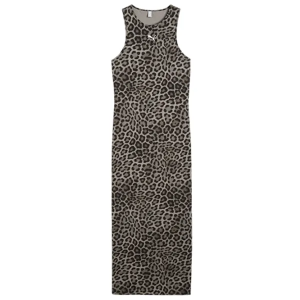 Платье для женщин Puma Wardrobe Ess Leo Luxe Slim All-Over Print  L / Black Gray photo 1