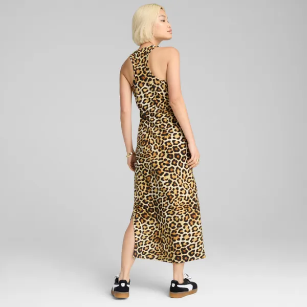 Платье для женщин Puma Wardrobe Ess Leo Luxe Slim All-Over Print  XS / Бежевый Черный photo 5