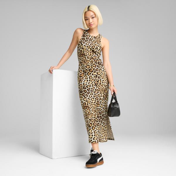 Платье для женщин Puma Wardrobe Ess Leo Luxe Slim All-Over Print  M / Бежевый Черный photo 5