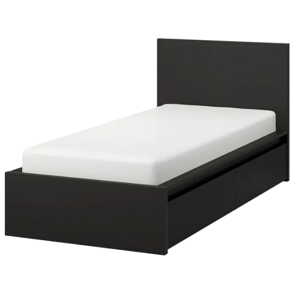 Кровать Ikea Malm/Luroy 2 90 x 200 см / Массив / Черный photo 1