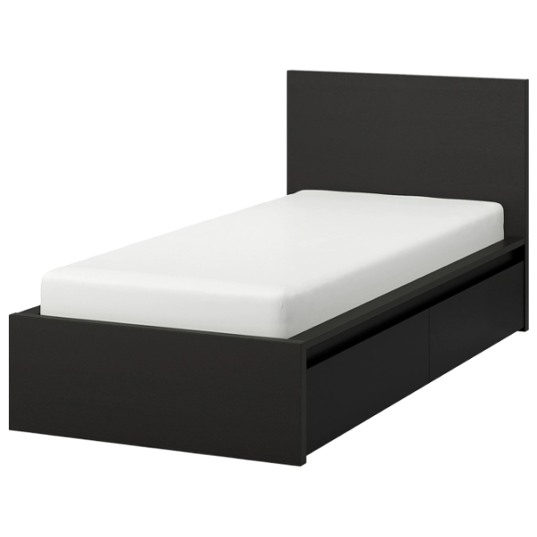 Кровать Ikea Malm/Luroy 2 90 x 200 см / Массив / Черный photo 1