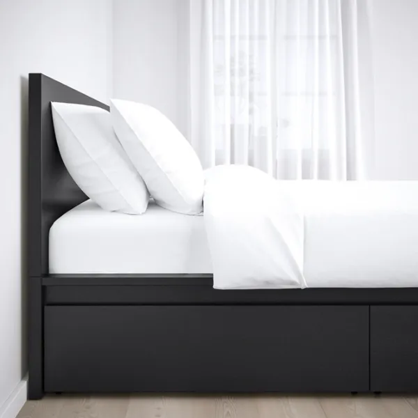 Кровать Ikea Malm/Luroy 2 90 x 200 см / Массив / Черный photo 4