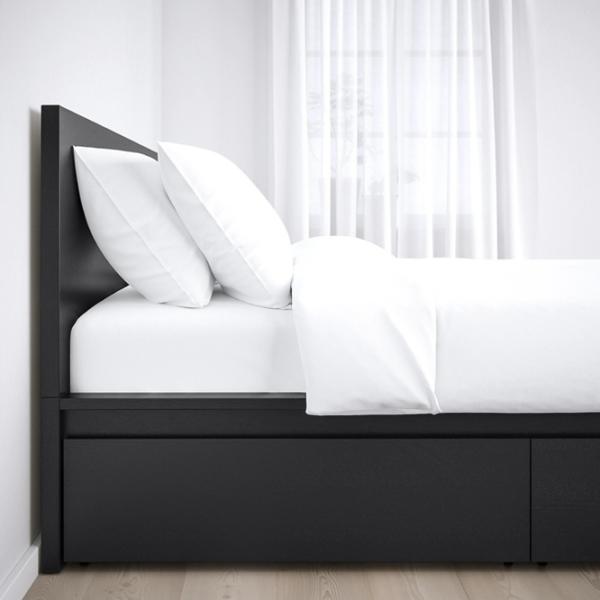 Кровать Ikea Malm/Luroy 2 90 x 200 см / Массив / Черный photo 4