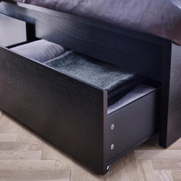 Кровать Ikea Malm/Luroy 2 90 x 200 см / Массив / Черный photo 6