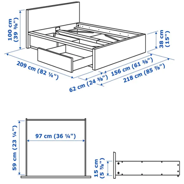 Кровать Ikea Malm Luroy 2 140 x 200 см / Шпон / Wood photo 10