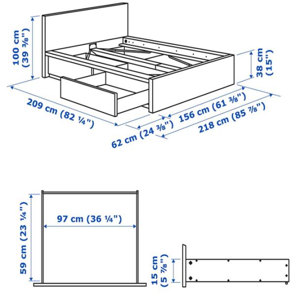 Кровать Ikea Malm Luroy 2 140 x 200 см / Шпон / Wood photo 10