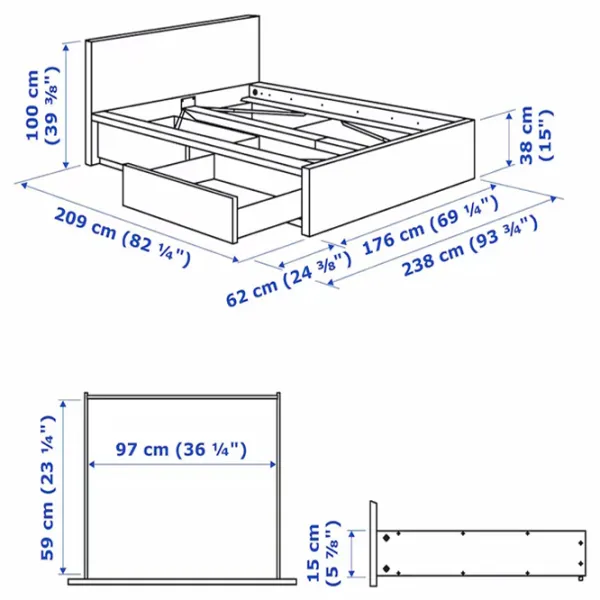 Кровать Ikea Malm Luroy 2 160 x 200 см / Шпон / Белый photo 9