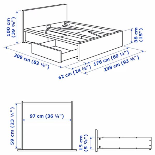Кровать Ikea Malm Luroy 2 160 x 200 см / Шпон / Белый photo 9