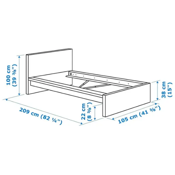 Кровать Ikea Malm/Lonset 90 x 200 см / Шпон / Черный photo 7