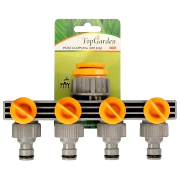 Соединитель шланга TopGarden 380973 ABS / С функцией СТОП photo 1