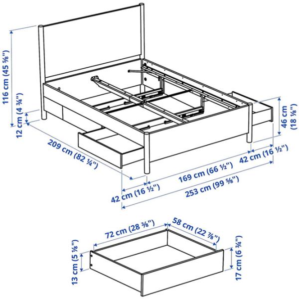 Кровать Ikea Tonstad 4 160 x 200 см / Массив / Wood photo 7