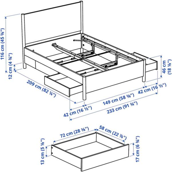 Кровать Ikea Tonstad 4 140 x 200 см / Массив / Wood photo 7