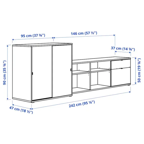 Тумба под телевизор Ikea Vihals 90 x 242 x 37см / ДСП photo 4