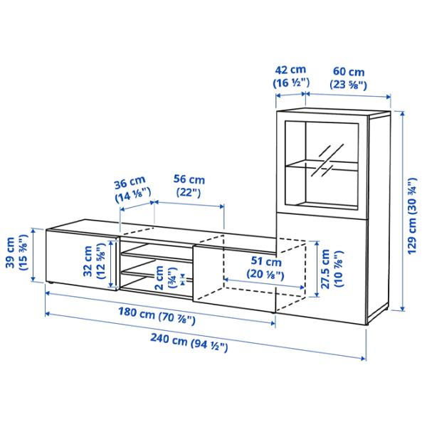Comodă TV Ikea Besta 240 x 129 x 42 / PAL photo 2 Comodă TV Ikea Besta 240 x 129 x 42 / PAL photo 2